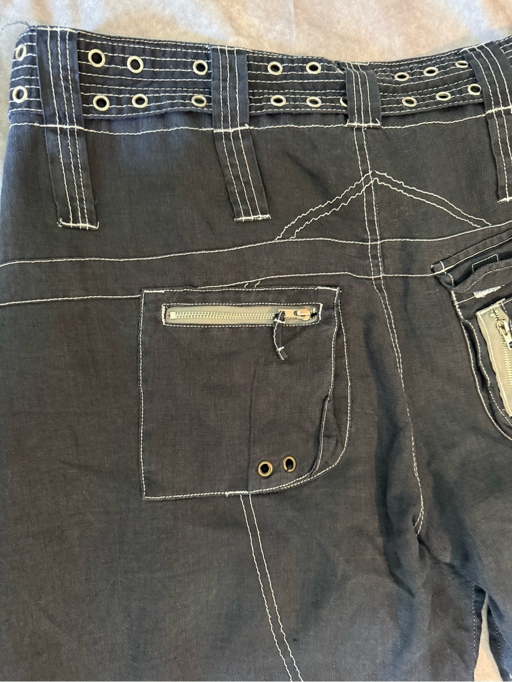 Johnny Was Pete & Greta Cargo Pants with Contrast Stitching 100% linen - Picture 7 of 9